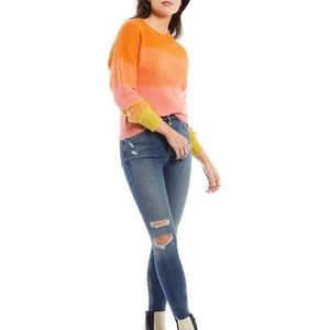 Autumn Ombre Block Crew Neck Long Sleeve Sweater